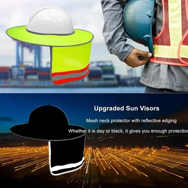 Reflective strip full brim neck sun shade hard hat sunshield