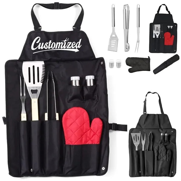 6-Piece BBQ Grill Tool Apron Kit