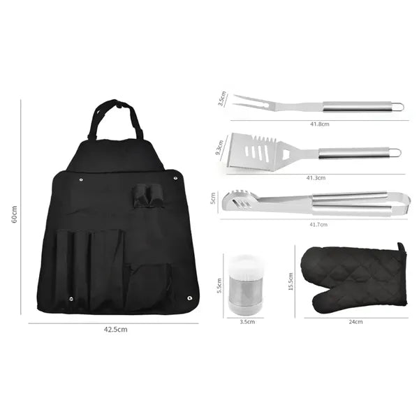 6-Piece BBQ Grill Tool Apron Kit