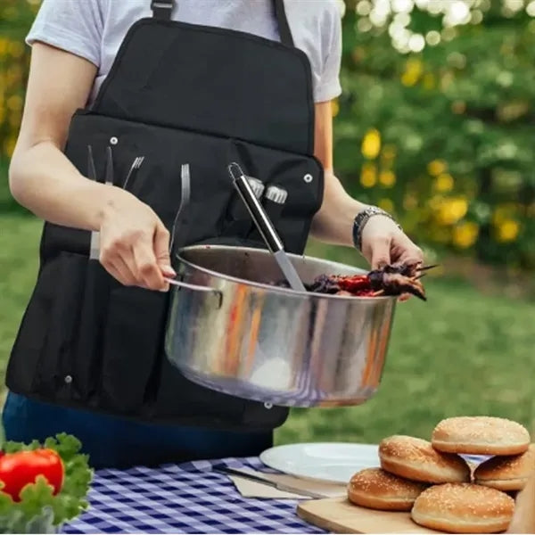 6-Piece BBQ Grill Tool Apron Kit