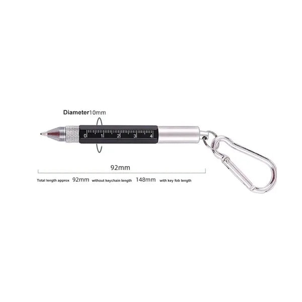 6 in 1 Keychain Tool Pen w/ Stylus Screwdriver Carabiner