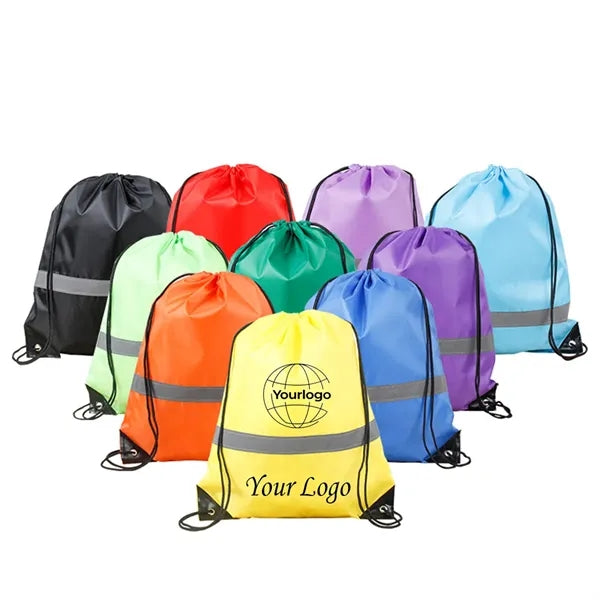 Sports Drawstring Backpack With Reflective Strips
