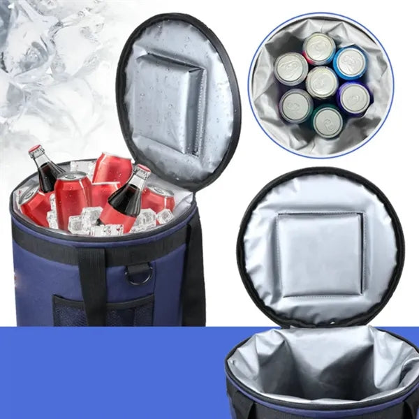 Round Insulated Picnic Tote Cooler Bag with Handle
