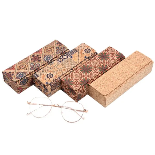 Portable Cork Texture Eyeglass Storage Case