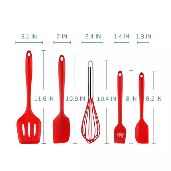 5PCS Kitchenware Cooking Utensils Silicone Baking Tool Set