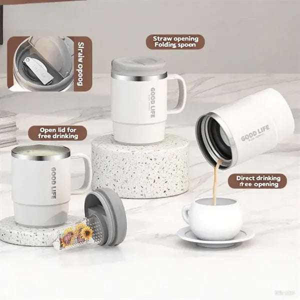 17oz stainless steel mug with built-in spoon & tea infuser