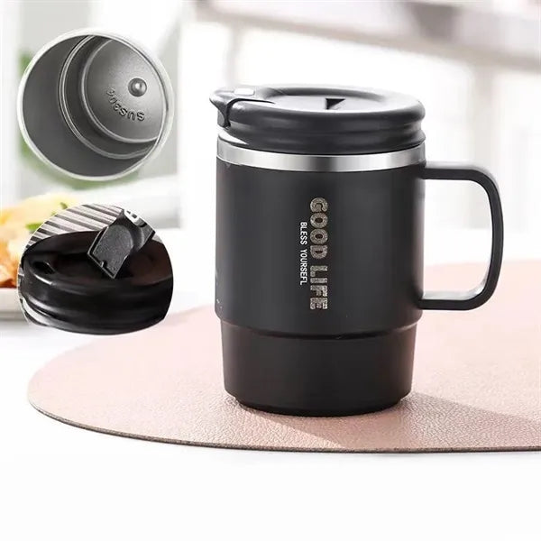 17oz stainless steel mug with built-in spoon & tea infuser