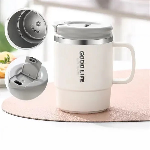 17oz stainless steel mug with built-in spoon & tea infuser