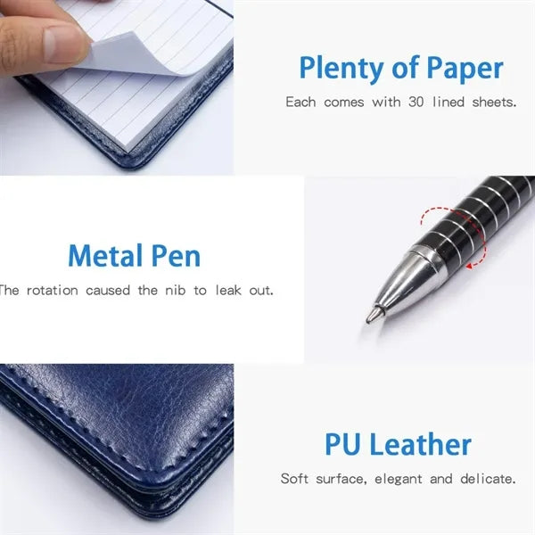Faux Leather Notepad with Pen