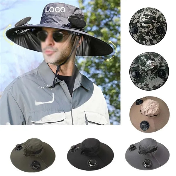 Rechargeable USB Wide Brim Cap Detachable Solar Fan Hat