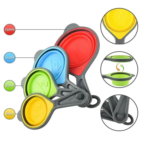Collapsible Silicone Measuring Cups and Spoons Set