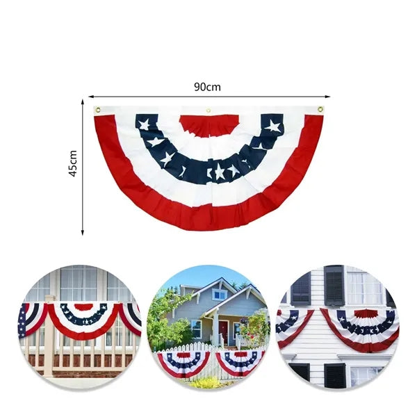 US Patriotic Half Fan Banner Flag With Eagle Print