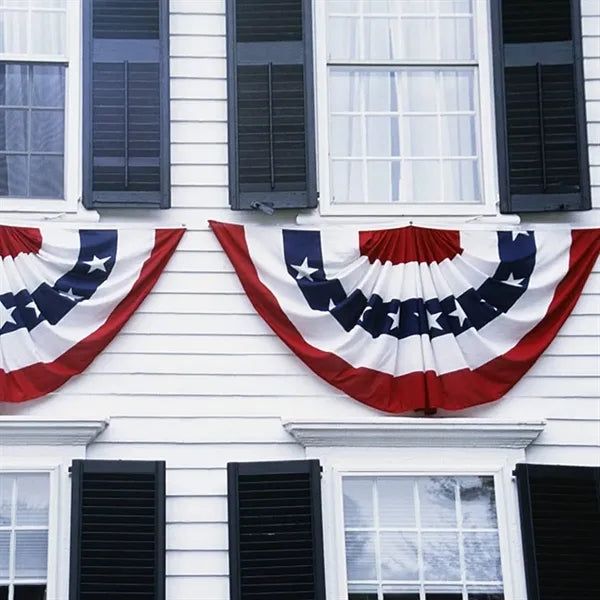 US Patriotic Half Fan Banner Flag With Eagle Print