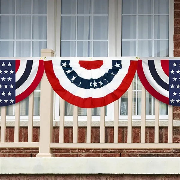 US Patriotic Half Fan Banner Flag With Eagle Print