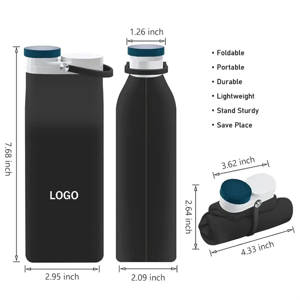 Collapsible BPA Free 20 oz Foldable Travel Water Bottle
