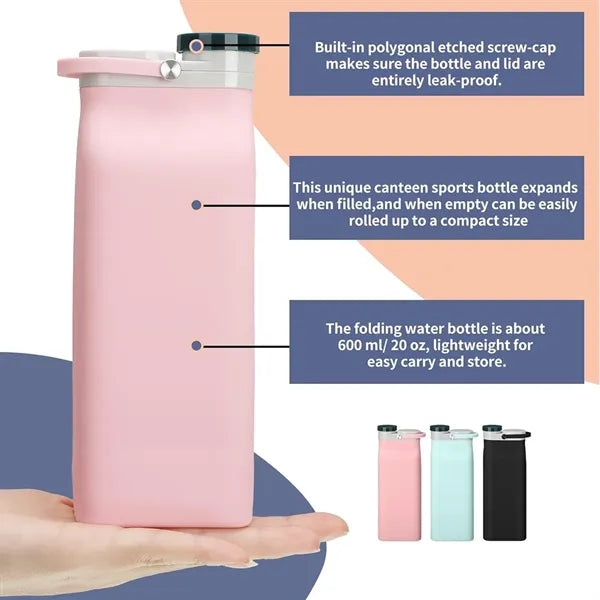 Collapsible BPA Free 20 oz Foldable Travel Water Bottle
