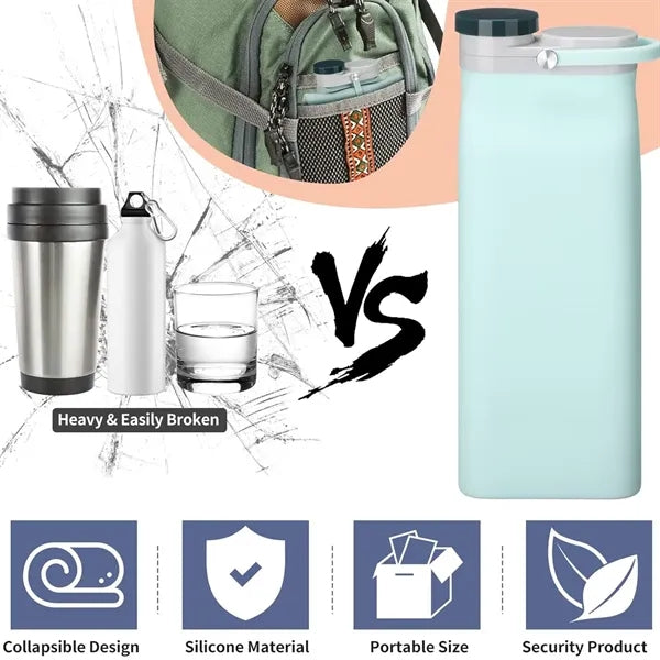 Collapsible BPA Free 20 oz Foldable Travel Water Bottle
