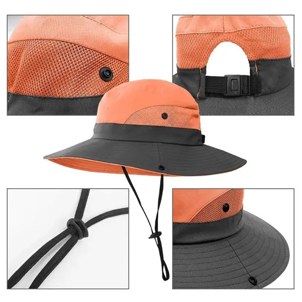 Wide Brim Ponytail Outdoor Sun Hat