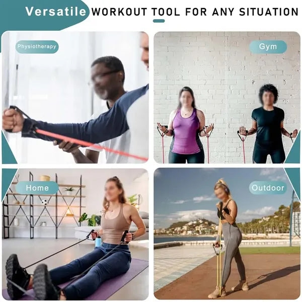 Workouts pilates exercise resistance bands with handles