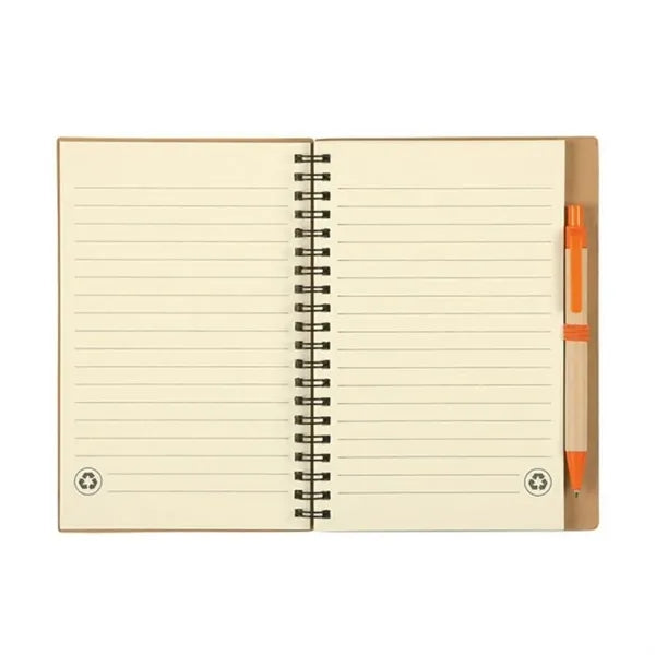 Recycled Spiral Notebook and Pen Set with Custom Logo