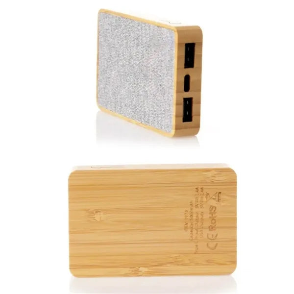 Eco Bamboo Power Bank with RPET Fabric Dual USB