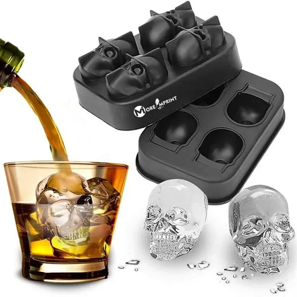 3D Skull Silicone Ice Cube Mold Food Grade Whiskey Tray