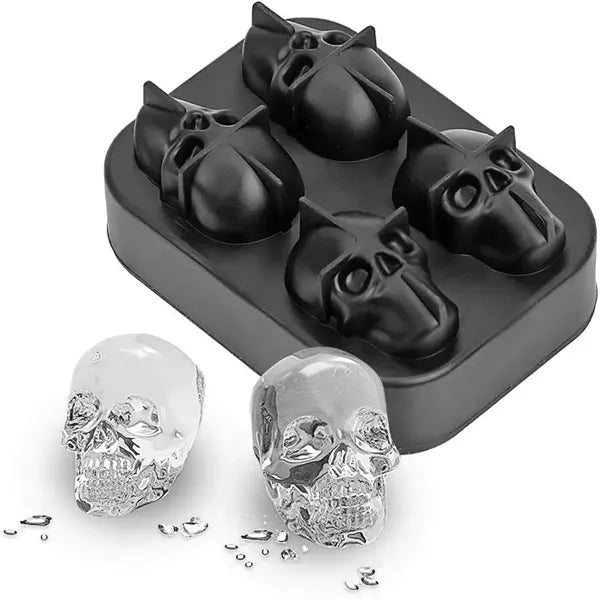 3D Skull Silicone Ice Cube Mold Food Grade Whiskey Tray