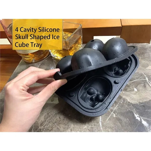 3D Skull Silicone Ice Cube Mold Food Grade Whiskey Tray