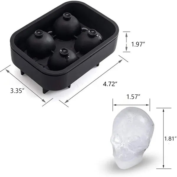3D Skull Silicone Ice Cube Mold Food Grade Whiskey Tray