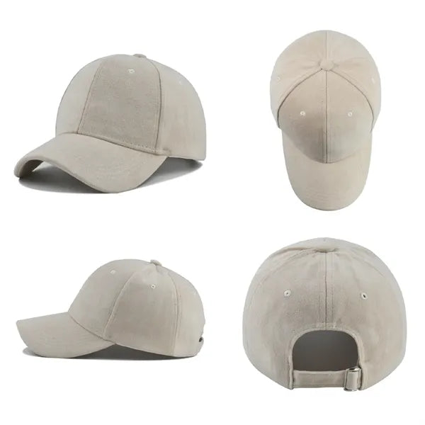 Adjustable Suede Six-Panel Baseball Cap Classic Hat
