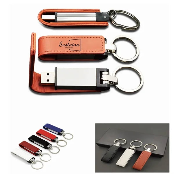 Leather Key Chain USB Flash Drive-16GB