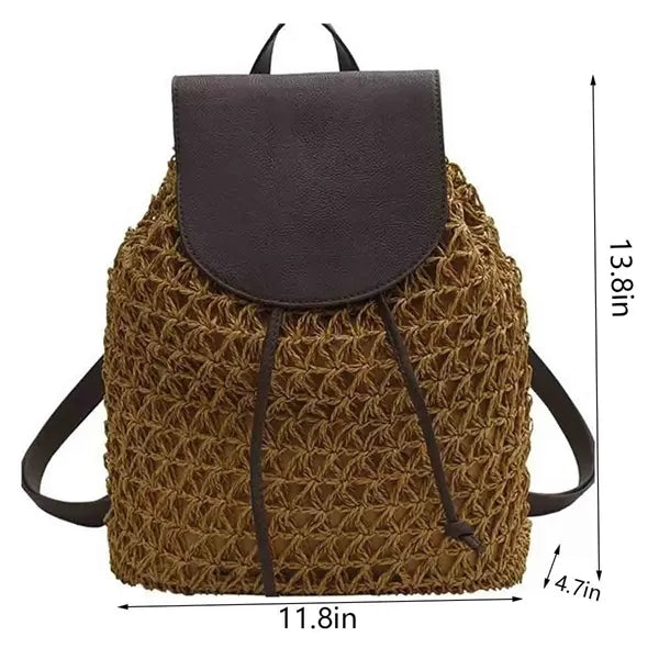 Women's Straw Woven Backpack