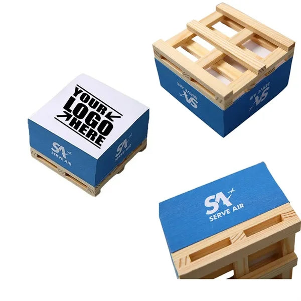 Recycled Paper Sticky Memo Brick with Wooden Holder Base