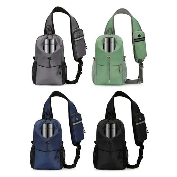 Anti-Theft Crossbody Sling Bag with Integrated Bottle Holder