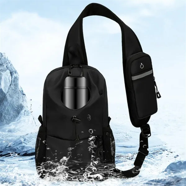 Anti-Theft Crossbody Sling Bag with Integrated Bottle Holder
