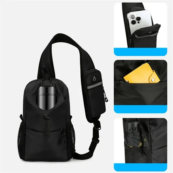 Anti-Theft Crossbody Sling Bag with Integrated Bottle Holder