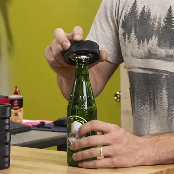 Hockey Puck Bottle Opener with Custom Logo Print
