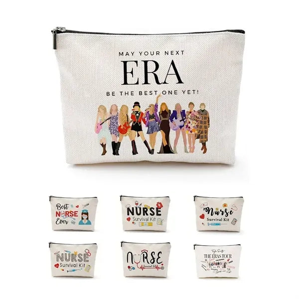 Pattern cotton and linen cosmetic bag