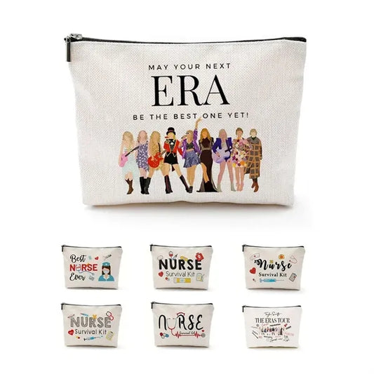 Pattern cotton and linen cosmetic bag