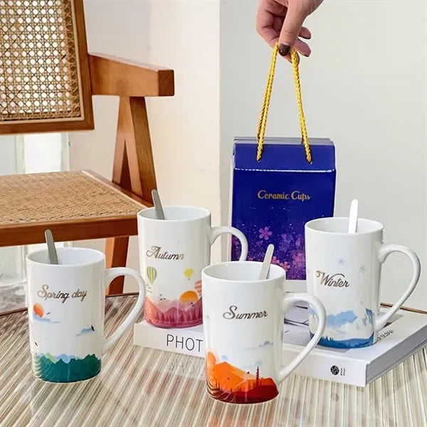 15oz Custom Logo Ceramic Coffee Cups with Gift Box
