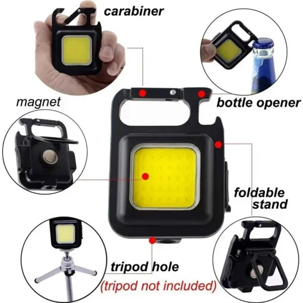 Multi Function LED COB Mini Rechargeable Flashlight Keychain