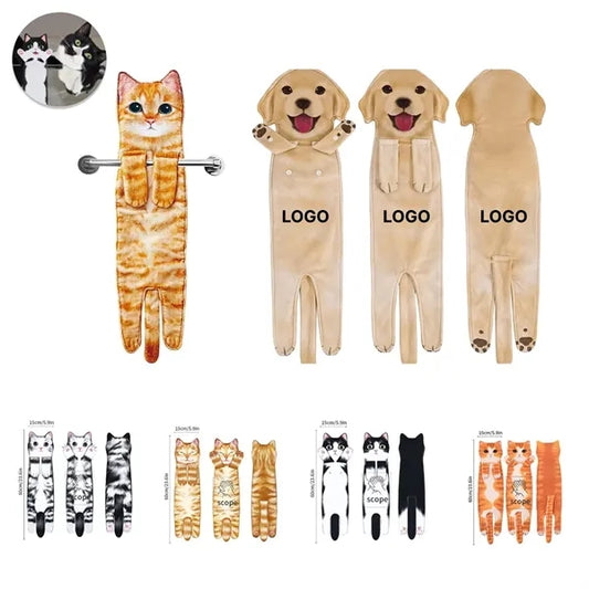 Cute Cat Hanging Hand Towel Microfiber Thickened