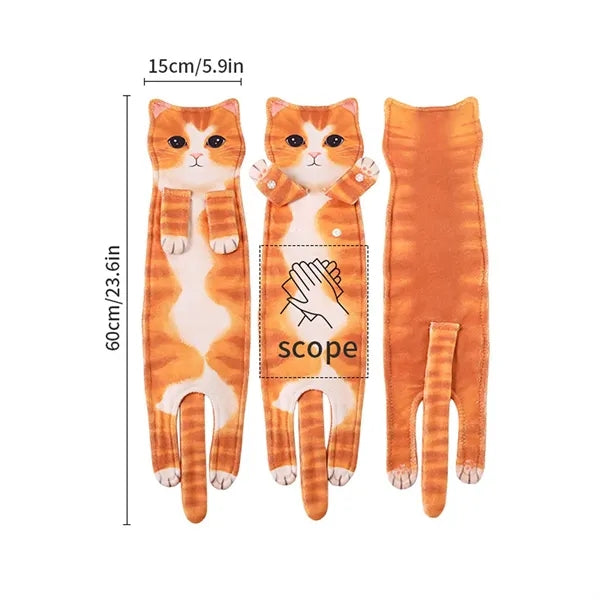 Cute Cat Hanging Hand Towel Microfiber Thickened