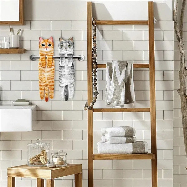 Cute Cat Hanging Hand Towel Microfiber Thickened