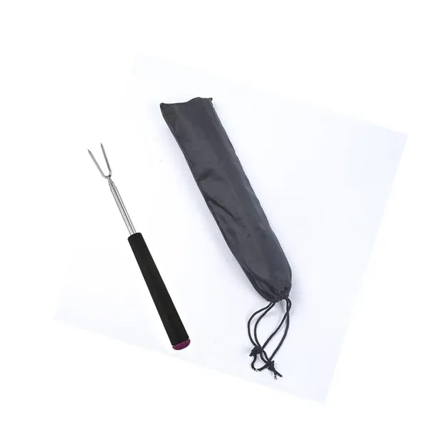 Telescopic BBQ Fork V-Shaped 304 Steel with Heat Handle