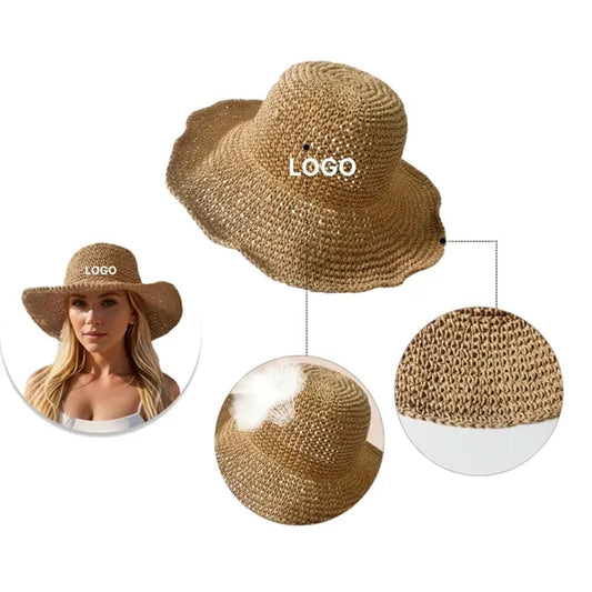 Foldable Beach Hats for Women Summer Straw Sun