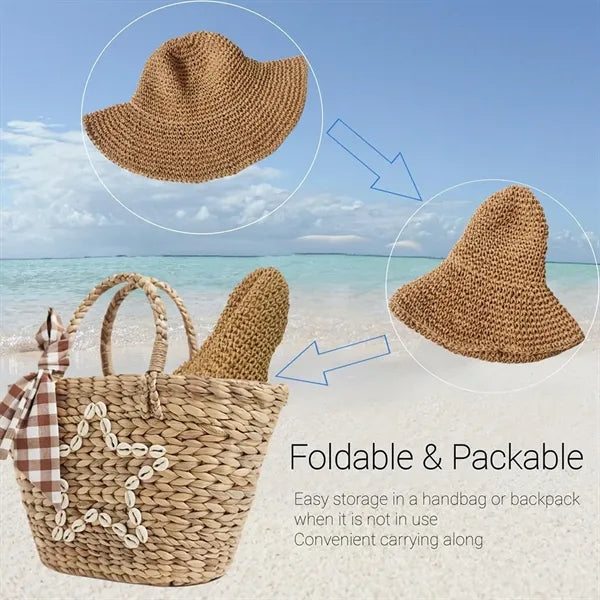 Foldable Beach Hats for Women Summer Straw Sun
