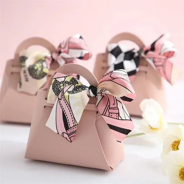 Wedding candy baby shower party favor box leather gift bag