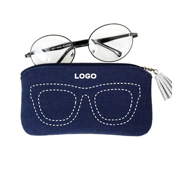 Multipurpose Portable Felt Zipper Eyeglasses Case Pouch Bag