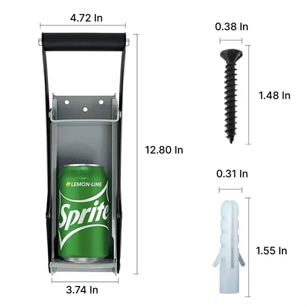 16oz Can Crusher Wall Mount Bottle Opener Hand Pull Tool